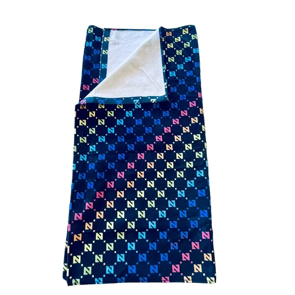 NEW Rainbow Z BEACH TOWEL 30x60 Colorful Z’s On Black Pool Bath Swim 100% Cotton